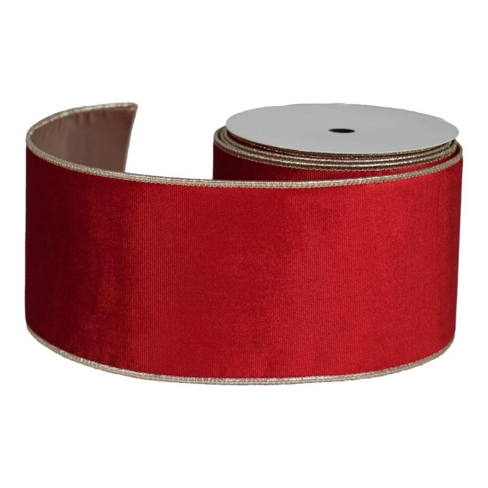 NASTRO DOUBLE FACE 100MMX10Y VELLUTO LAME ROSSO